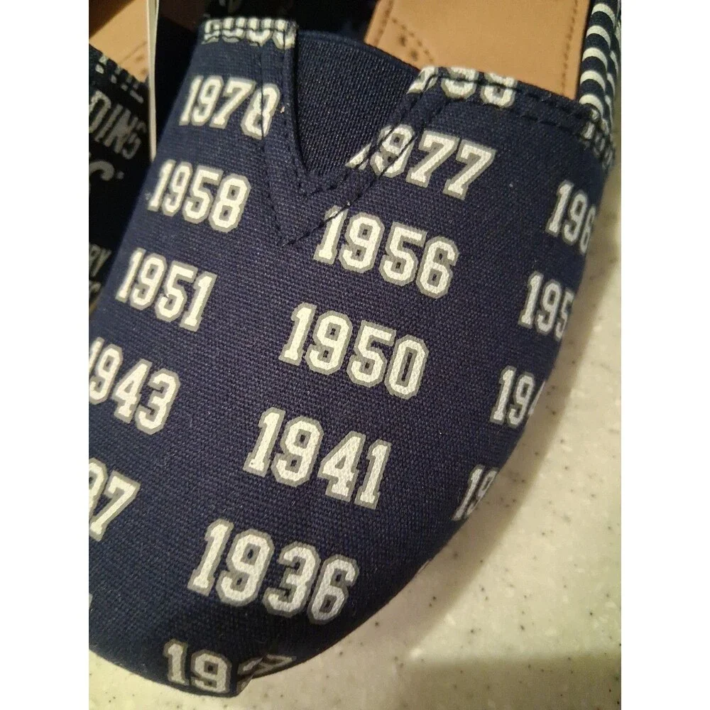 MLB New York Yankees Women's Canvas Slip-On Flats Blue/White US S 5-6